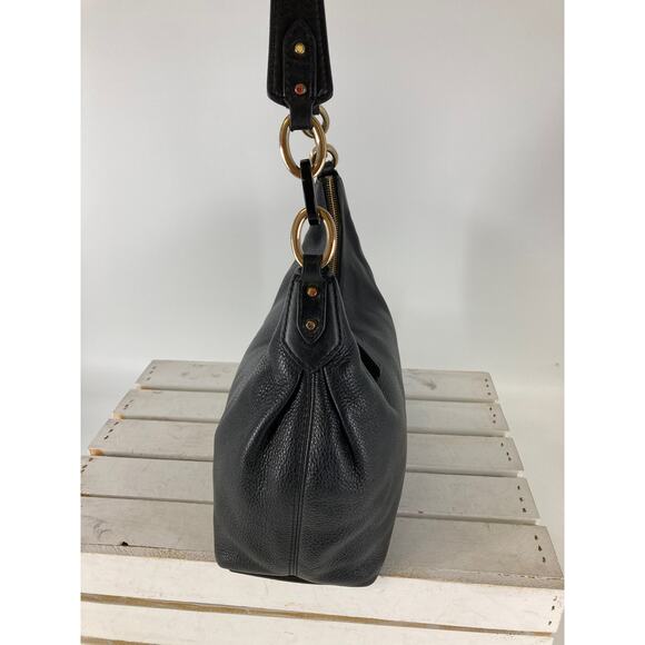 MICHAEL KORS, MEDIUM BLACK PEBBLED LEATHER SHOULDER BAG (ASIS) - Picture 3 of 16